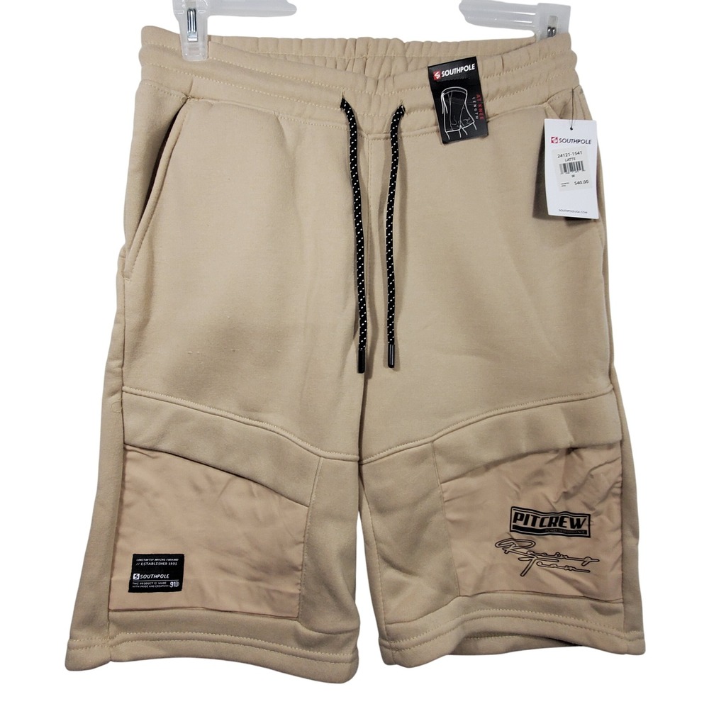 Southpole‎ Latte Pitcrew Racing Graphic Sweat Shorts Mens Size M New